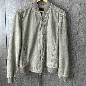 All Saints Kemble Suede Bomber Jacket - size M, Gray